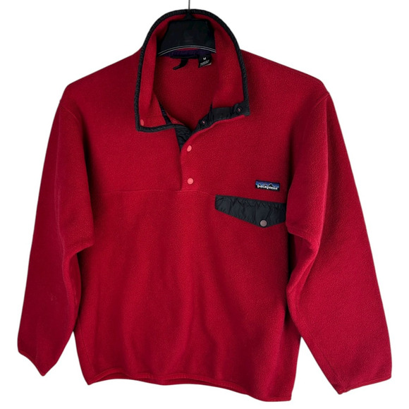 Vintage Y2k Patagonia Classic Synchilla Snap-T Fleece Pullover Red Men's Medium - Picture 2 of 16